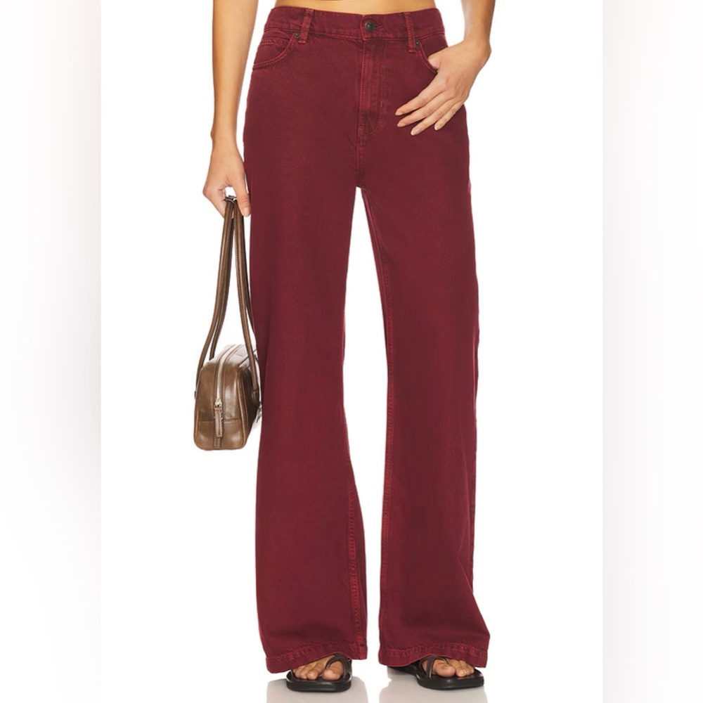 NWT We The Free Stride Jean In Syrah Free People Size 28 Low Rise Wide Leg